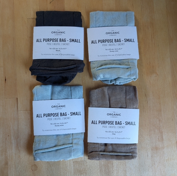 NWT The Organic Company - All Purpose Drawstring Small Bag - Org Cotton - 4-Pack - Picture 1 of 16